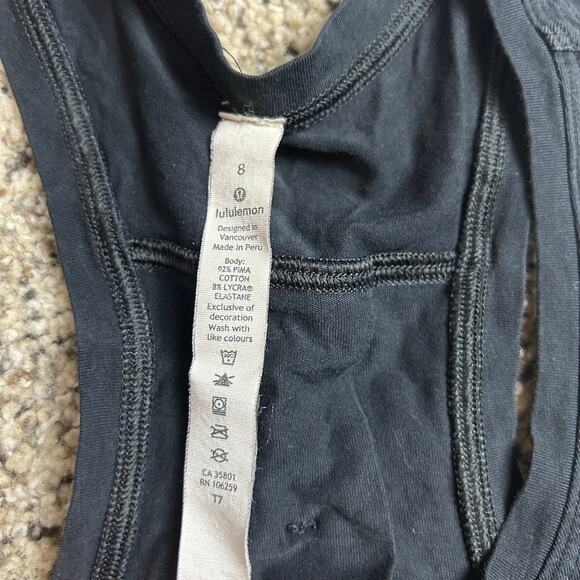 Lululemon Love Tank Top Black Pleated Back Pima Cotton Size 8 - Picture 4 of 5